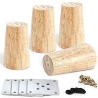 BEBUSINGOTO 4er-Set Möbelbeine aus Holz, 8 cm Ersatz-Sofabeine, Couchtischbeine, mit Zubehör (rechtwinkliges Design) von BEBUSINGOTO