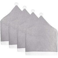 BEBUSINGOTO 4er-Set Stuhllehnenbezüge für Esszimmerstühle mit Weihnachtsmannmütze, grau von BEBUSINGOTO