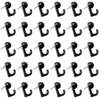 BEBUSINGOTO 50 Stück Reißzweckenhaken, schwarzer Kunststoff-Reißzweckenhaken, dekorative Wandbehangnägel für Korktafeln, Wandkarten, Kalender, Bilder von BEBUSINGOTO