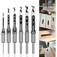 BEBUSINGOTO 6-teiliges Vierkantloch-Holzbohrer-Set aus Stahl, Hohlmeißel, Werkzeugset für die Holzbearbeitung, Vierkantlochbohrer, Stemmmeißel, BEBUSINGOTO 6-teiliges Vierkantloch-Holzbohrer-Set aus Stahl, Hohlmeißel, Werkzeugset für die Holzbearbeitung, Vierkantlochbohrer, Stemmmeißel, von BEBUSINGOTO