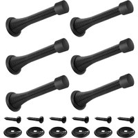 BEBUSINGOTO 6er-Set Türstopper aus Metall, 85 mm, mit gefedertem Türstopper, mit Schrauben und Grundplatte (schwarz) von BEBUSINGOTO