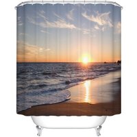 BEBUSINGOTO 72 x 72 Zoll Strand-Duschvorhang, Ozeanwellenmuster für Badezimmerdekor, schimmelresistente und wasserdichte Badevorhänge aus BEBUSINGOTO 72 x 72 Zoll Strand-Duschvorhang, Ozeanwellenmuster für Badezimmerdekor, schimmelresistente und wasserdichte Badevorhänge aus von BEBUSINGOTO