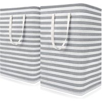 BEBUSINGOTO 75-l-Wäschekörbe [2er-Pack], freistehender Wäschekorb mit langen, verstärkten Griffen, großer, wasserdichter Wäschesammler, faltbar und von BEBUSINGOTO