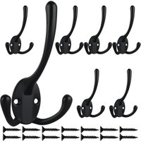 BEBUSINGOTO 7er-Pack große, robuste Dreifachhaken zur Wandmontage mit 14 Schrauben, Retro-Haken im rustikalen Stil, Haken mit doppeltem von BEBUSINGOTO