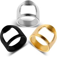 BEBUSINGOTO Bierflaschenöffner-Ring (Größe 9), 3-teiliges Flaschenöffner-Set, coole Fingerhüllen für Männer für Frauen, Partygeschenke, Schwarz, Gold von BEBUSINGOTO