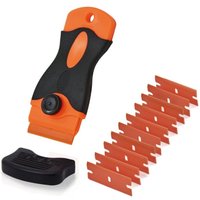 BEBUSINGOTO Ceranfeldschaber mit weichem Griff + 10 Metallklingen, Glas-/Spiegel-/Bodenreinigung, Kleberentfernungsspachtel zum Entfernen von BEBUSINGOTO Ceranfeldschaber mit weichem Griff + 10 Metallklingen, Glas-/Spiegel-/Bodenreinigung, Kleberentfernungsspachtel zum Entfernen von von BEBUSINGOTO