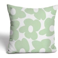 BEBUSINGOTO Dänische Pastell-Raumdekoration – Dänische Pastell-Ästhetik – Salbeigrüner Gänseblümchen-Kissenbezug (18"x18") von BEBUSINGOTO