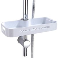 BEBUSINGOTO Duschregal, Duschablage fürs Badezimmer mit 2 Shampoo-Haken, Badezimmer-Organizer, passend für 23–25 mm Schienen, kein Bohren erforderlich von BEBUSINGOTO