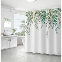 BEBUSINGOTO Duschvorhang mit botanischen grünen Blättern in Aquarell, Pflanzenzweigen, Blumenstrauß, Eukalyptus-Duschvorhang mit weißem Hintergrund, BEBUSINGOTO Duschvorhang mit botanischen grünen Blättern in Aquarell, Pflanzenzweigen, Blumenstrauß, Eukalyptus-Duschvorhang mit weißem Hintergrund, von BEBUSINGOTO