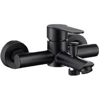 BEBUSINGOTO Edelstahl-Badewannenmischbatterie 2-Loch-Badewannenarmatur Schwarzer heißer und kalter Badewannenhahn von BEBUSINGOTO