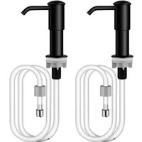 BEBUSINGOTO Einbau-Seifenspender für Küchenspüle, Zwei, mit 1 Meter Silikon-Verlängerungsschlauch, Schwarz von BEBUSINGOTO