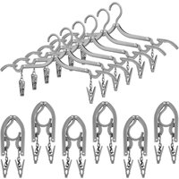 BEBUSINGOTO Faltbare Reise-Kleiderbügel mit Clips, tragbare faltbare Kleiderbügel, zusammenklappbare Kleiderbügel, Reise-Wäscheständer (Grau, 12) von BEBUSINGOTO