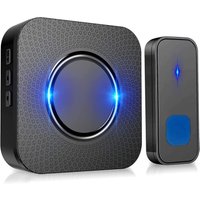BEBUSINGOTO Funk-Türklingel, 55 Melodien, 5-stufige Lautstärke, IP55 wasserdicht, mit 300 Metern, LED-Blitz, Plug-in - schwarz von BEBUSINGOTO