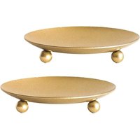 BEBUSINGOTO Kerzenhalter aus goldenem Eisenblech, dekorativer Kerzenteller aus Eisen, 2er-Set, 11 cm T x 2 cm H, stehender Kerzenhalter für LED- und von BEBUSINGOTO