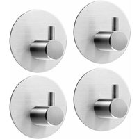 BEBUSINGOTO Klebehaken [4 Stück], Edelstahl Badezimmer Wandhaken, Selbstklebender Handtuchhalter (Runder gebürsteter gerader Haken) von BEBUSINGOTO