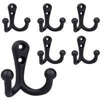 BEBUSINGOTO Kleiderhaken, 10 Stück, doppelte schwarze Haken und Klammern aus Metall, Aufbewahrung mit Schrauben für Zuhause, Regale, Schubladen, von BEBUSINGOTO