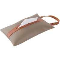 BEBUSINGOTO Kosmetiktücherbox aus PU-Leder, rechteckig, mit Aufhängestreifen für Küche, Restaurantarbeitsplatten, Schlafzimmer, Kommoden (braun) von BEBUSINGOTO