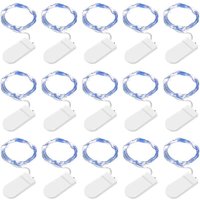 BEBUSINGOTO LED-Lichterkette, 15er-Pack, 2 m, 20 Lichterketten, batteriebetrieben, Kupferdraht (blau) von BEBUSINGOTO