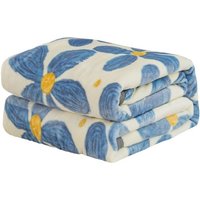 BEBUSINGOTO Leichte Flanell-Fleecedecke, 100 x 120 cm, für Couch, Bett, superweiche und gemütliche Mikrofaserdecke, flauschige und feste Decke (blaue von BEBUSINGOTO