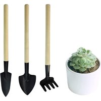 BEBUSINGOTO Mini-Gartengeräte, 3-teiliges tragbares Gartenhandwerkzeug-Set, Miniatur-Gartenrechen, Kelle und Schaufel für Setzlinge, Bonsai, BEBUSINGOTO Mini-Gartengeräte, 3-teiliges tragbares Gartenhandwerkzeug-Set, Miniatur-Gartenrechen, Kelle und Schaufel für Setzlinge, Bonsai, von BEBUSINGOTO