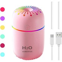 BEBUSINGOTO Mini-Luftbefeuchter, tragbar, kleiner Kühler, Nebel-Luftbefeuchter mit buntem Nachtlicht, Auto (Pink) von BEBUSINGOTO