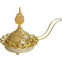 BEBUSINGOTO Moderner, minimalistischer Räuchergefäß aus goldenem Metall im nahöstlichen arabischen Stil, tragbarer Räuchergefäß-Kerzenhalter von BEBUSINGOTO