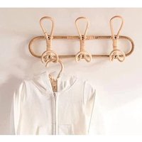 BEBUSINGOTO Rattan-Wandhaken, Wandgarderobe, Wandhaken für Kinderkleidung, Hüte und Kleidung, 40 x 20 cm von BEBUSINGOTO