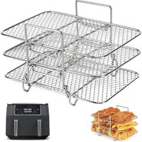 BEBUSINGOTO Regale für Heißluftfritteusen, doppelter dreischichtiger Grillrost aus Edelstahl, AF300UK, AF400UK, Grillrost für Ninja Salter, Instant von BEBUSINGOTO