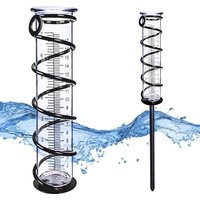 BEBUSINGOTO Regenmesser, Glas-Regenmesser für den Außenbereich, Hof-Regenmesser mit Pfahl, Regenwassermessung mit Metallrahmen, dekorativ für Garten, von BEBUSINGOTO