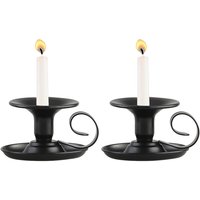BEBUSINGOTO Retro-Kerzenhalter aus Eisen, 2er-Set, schlichte schwarze Kerzenständer, Kerzenständer für Halloween, Weihnachten, Esszimmer, von BEBUSINGOTO