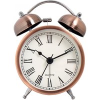 BEBUSINGOTO Retro-Reisewecker, leise, nicht tickend, Quarz, Doppelglocke, analoge Uhr, batteriebetrieben (ohne Batterien) von BEBUSINGOTO