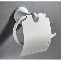 BEBUSINGOTO Retro-Toilettenpapierhalter, Wandmontage, antik-Messing, Toilettenpapierhalter mit weißer Abdeckung von BEBUSINGOTO