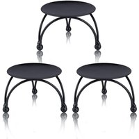 BEBUSINGOTO Schwarzer Kerzenhalter, 3er-Set, 6,3 cm kleine Stumpenkerzenteller aus Eisen, kleiner dekorativer Kerzenhalter,geeignet für LED- und BEBUSINGOTO Schwarzer Kerzenhalter, 3er-Set, 6,3 cm kleine Stumpenkerzenteller aus Eisen, kleiner dekorativer Kerzenhalter,geeignet für LED- und von BEBUSINGOTO