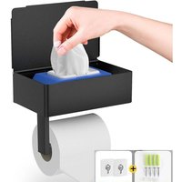 BEBUSINGOTO Schwarzer selbstklebender Toilettenpapierhalter zur Wandmontage mit Ablage und Feuchttücherbox für Bad und Küche BEBUSINGOTO Schwarzer selbstklebender Toilettenpapierhalter zur Wandmontage mit Ablage und Feuchttücherbox für Bad und Küche von BEBUSINGOTO