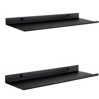 BEBUSINGOTO Schwarzes schwebendes Wandregal 2er-Set Wandregale aus Metall 50 cm Regal für Badezimmer, Wohnzimmer, Küche, Schlafzimmer oder Büro von BEBUSINGOTO