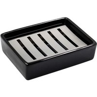 BEBUSINGOTO Seifenschale aus Keramik aus Edelstahl Sus304, sagen Sie Nein zu aufgeweichter Seife, einfache Reinigung (schwarz) von BEBUSINGOTO