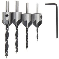 BEBUSINGOTO Senkbohrer in vier verschiedenen Größen für die Holzbearbeitung, Spiralbohrer mit Rundschaft, mit L-förmigem Schraubenschlüssel BEBUSINGOTO Senkbohrer in vier verschiedenen Größen für die Holzbearbeitung, Spiralbohrer mit Rundschaft, mit L-förmigem Schraubenschlüssel von BEBUSINGOTO