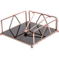 BEBUSINGOTO Serviettenspender aus Metall, flacher Serviettenhalter, mit gewichtetem Arm, Aufbewahrungskorb für Tischtücher von BEBUSINGOTO