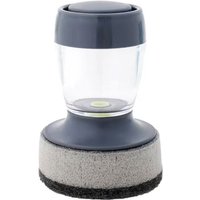 BEBUSINGOTO Spülbürste mit Seifenspender, Küchen-Scheuerbürste für Geschirr, Töpfe, Pfannen, Scheuerschwamm mit Halter (grauer Griff & Scheuerschwamm) von BEBUSINGOTO