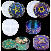 BEBUSINGOTO Sternbild-Aufbewahrungsbox-Harzform mit 2 Sternzeichen-Sonnen- und Sterndeckeln, Epoxid-Gieß-Silikonform, Schmuck-Dekorationsform BEBUSINGOTO Sternbild-Aufbewahrungsbox-Harzform mit 2 Sternzeichen-Sonnen- und Sterndeckeln, Epoxid-Gieß-Silikonform, Schmuck-Dekorationsform von BEBUSINGOTO