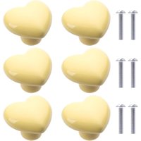 BEBUSINGOTO Stück Keramik-Schrankknöpfe in Herzform, Keramik-Schrankschubladenknöpfe, Griffe für Bücherregale, Küchenschränke (Hellgelb) von BEBUSINGOTO