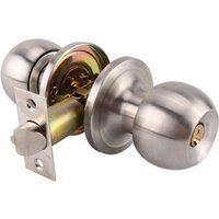 BEBUSINGOTO Stück runde Türknöpfe für die Vordertür mit Schloss und Schlüssel, Außen-/Innentürgriffe für Schlafzimmer oder Badezimmer (Silber) von BEBUSINGOTO