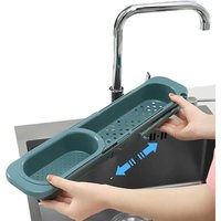 BEBUSINGOTO Teleskop-Schwammhalter für Küchenspüle, Organizer, Teleskop-Spülbecken-Aufbewahrungsregal, Teleskop-Spülbeckenregal, Abflusskorb für von BEBUSINGOTO