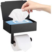 BEBUSINGOTO Toilettenpapierhalter, Mattschwarze Feuchttücherbox, Aufbewahrungsbox, Edelstahl Wandhalterung für Bad, Küche (selbstklebend oder gebohrt) von BEBUSINGOTO