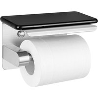 BEBUSINGOTO Toilettenpapierhalter mit Ablage, Wandmontage für Toilette und Küche, Papierhalter, Rollenhalter, Toilettenpapierrollenhalter (Silber) von BEBUSINGOTO
