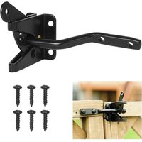 BEBUSINGOTO Torschloss, automatische Verriegelung, Metallriegelschloss, Schwerkraft-Stahlriegel, Gartenzaun, schwarz, Befestigungsschrauben im von BEBUSINGOTO