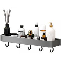 BEBUSINGOTO Wandmontierte Lagerregale für das Badezimmer, Aluminium-Duschregal, schwebendes Regal mit Haken, grau, 30 cm, einlagig BEBUSINGOTO Wandmontierte Lagerregale für das Badezimmer, Aluminium-Duschregal, schwebendes Regal mit Haken, grau, 30 cm, einlagig von BEBUSINGOTO