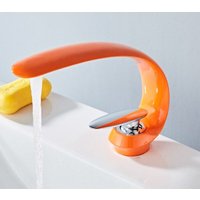 BEBUSINGOTO Waschbeckenarmaturen Messing Waschbecken Mischbatterie Einlochmontage Waschtisch Kran Toilette Art Waschbecken Wasserhahn-orange von BEBUSINGOTO