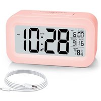 BEBUSINGOTO Wecker, kleiner digitaler Wecker, 5,1-Zoll-LCD-Display mit USB-Ladegerät, Schlummerfunktion, Minuten, Datumskalender, von BEBUSINGOTO