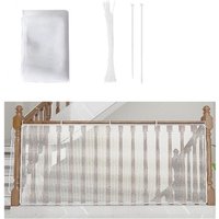 BEBUSINGOTO Weiß, 300 x 79 cm, Baby-Sicherheitsnetz für Balkone und Treppen, verstellbarer und robuster Treppenschutzzaun für Katzen und Spielzeug von BEBUSINGOTO